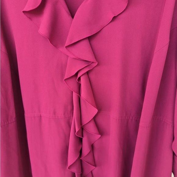 New Maggie Barnes Blouse Sz 5X Red Plus Ruffle Front Long Sleeve - Picture 8 of 13